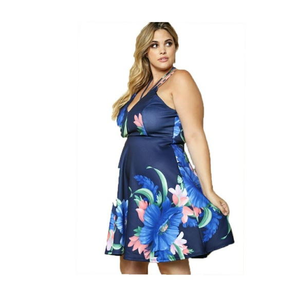 PLUS Size Strappy Floral Dress - Picture 2 of 3
